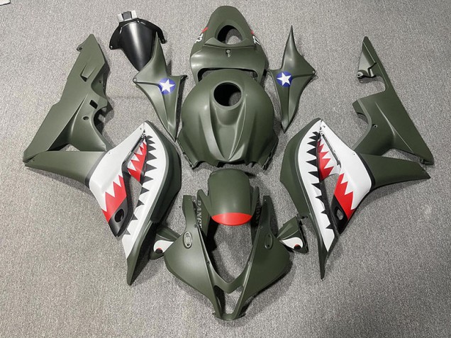 2007-2008 Matte Green & Red Shark Honda CBR600RR Motorcycle Fairing UK 2007-2008 Matte Green & Red Shark Honda CBR600RR Motorcycle Fairing UK