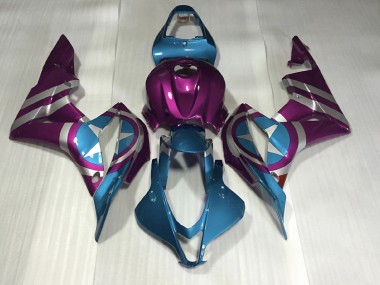 2007-2008 Purple and Light Blue Captain America Honda CBR600RR Motorcycle Fairing UK