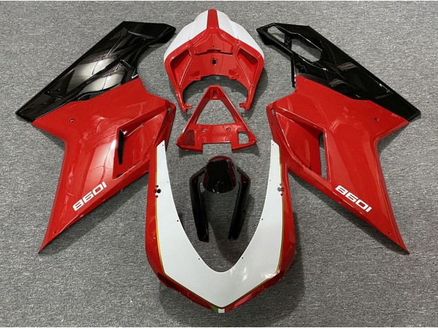 2007-2012 Black Red White Ducati 848 1098 1198 Motorcycle Fairing UK 2007-2012 Black Red White Ducati 848 1098 1198 Motorcycle Fairing UK