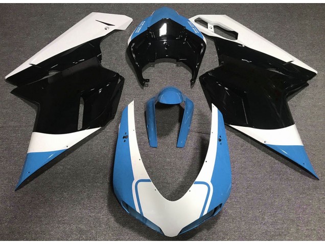 2007-2012 Gloss Light Blue White and Black Ducati 848 1098 1198 Motorcycle Fairing UK
