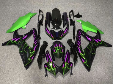 2008-2010 Green and Magenta Flame Suzuki GSXR 600-750 Motorcycle Fairing UK