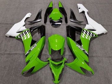 2008-2010 Green and White Cheq Kawasaki ZX10R Motorcycle Fairing UK
