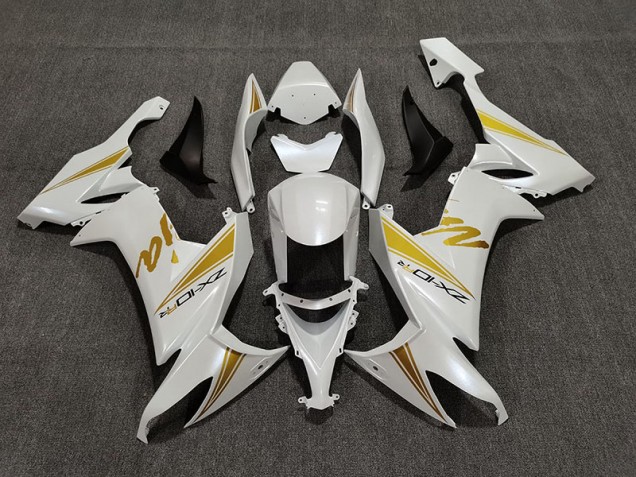 2008-2010 Pearl White & Gold Kawasaki ZX10R Motorcycle Fairing UK 2008-2010 Pearl White & Gold Kawasaki ZX10R Motorcycle Fairing UK