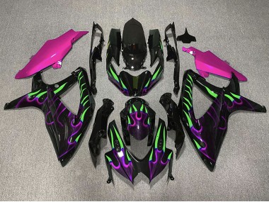 2008-2010 Purple and Green Flame Suzuki GSXR 600-750 Motorcycle Fairing UK