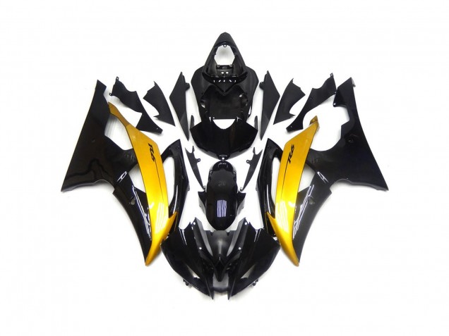 2008-2016 Black and Gold Gloss Yamaha R6 Motorcycle Fairing UK