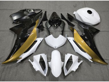 2008-2016 Custom Gold Black and White Yamaha R6 Motorcycle Fairing UK
