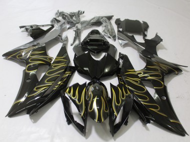 2008-2016 Gloss Black & Flame Yamaha R6 Motorcycle Fairing UK