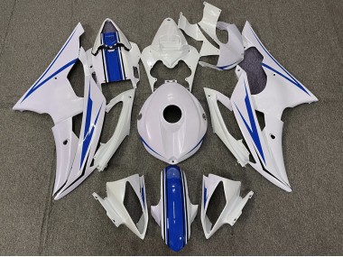 2008-2016 Gloss White and Blue Yamaha R6 Motorcycle Fairing UK