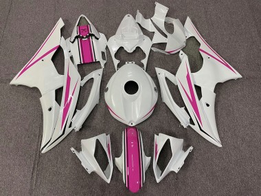 2008-2016 Gloss White and Pink Yamaha R6 Motorcycle Fairing UK