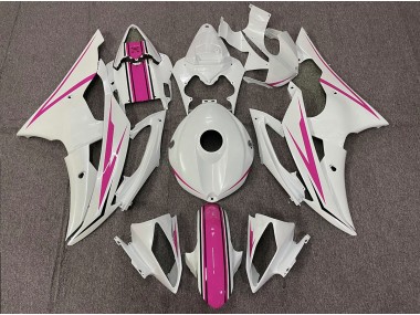 2008-2016 Gloss White and Pink Yamaha R6 Motorcycle Fairing UK