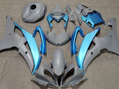2008-2016 Matte Grey & Sky Blue Yamaha R6 Motorcycle Fairing UK