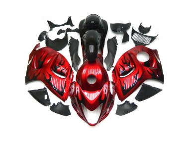 2008-2019 Vibrant Red with Black Flames Suzuki GSXR 1300 Motorcycle Fairing UK