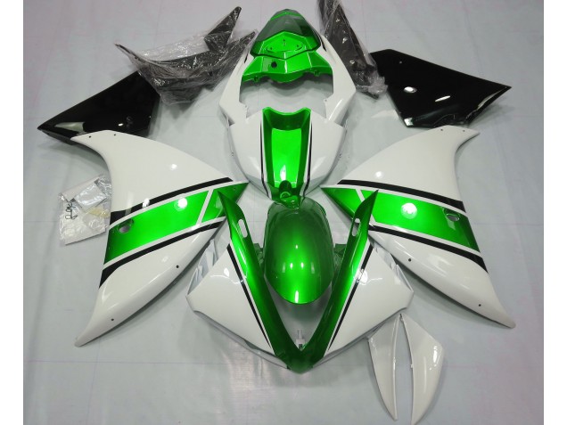 2009-2012 Gloss White and Metallic Green Yamaha R1 Motorcycle Fairing UK 2009-2012 Gloss White and Metallic Green Yamaha R1 Motorcycle Fairing UK