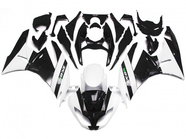 2009-2012 Gloss White and Slick Black Kawasaki ZX6R Motorcycle Fairing UK 2009-2012 Gloss White and Slick Black Kawasaki ZX6R Motorcycle Fairing UK