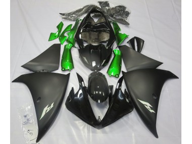 2009-2012 Matte Black & Green Yamaha R1 Motorcycle Fairing UK