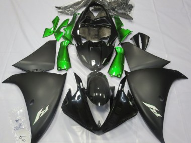 2009-2012 Matte Black & Green Yamaha R1 Motorcycle Fairing UK