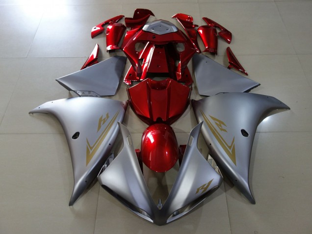 2009-2012 Matte Silver & Gloss Red Yamaha R1 Motorcycle Fairing UK 2009-2012 Matte Silver & Gloss Red Yamaha R1 Motorcycle Fairing UK