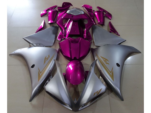 2009-2012 Matte Silver & Pink Yamaha R1 Motorcycle Fairing UK 2009-2012 Matte Silver & Pink Yamaha R1 Motorcycle Fairing UK