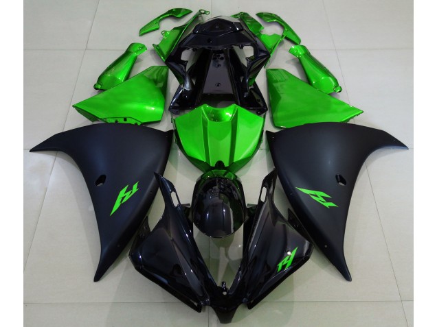 2013-2014 Matte Black and Green Yamaha R1 Motorcycle Fairing UK 2013-2014 Matte Black and Green Yamaha R1 Motorcycle Fairing UK