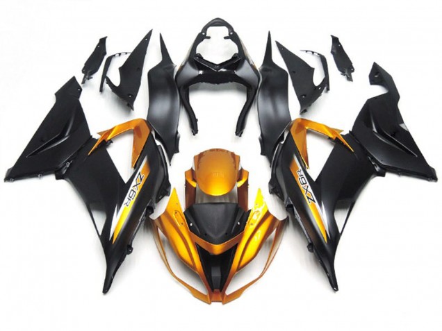 2013-2018 Matte Black and Gold Kawasaki ZX6R Motorcycle Fairing UK 2013-2018 Matte Black and Gold Kawasaki ZX6R Motorcycle Fairing UK