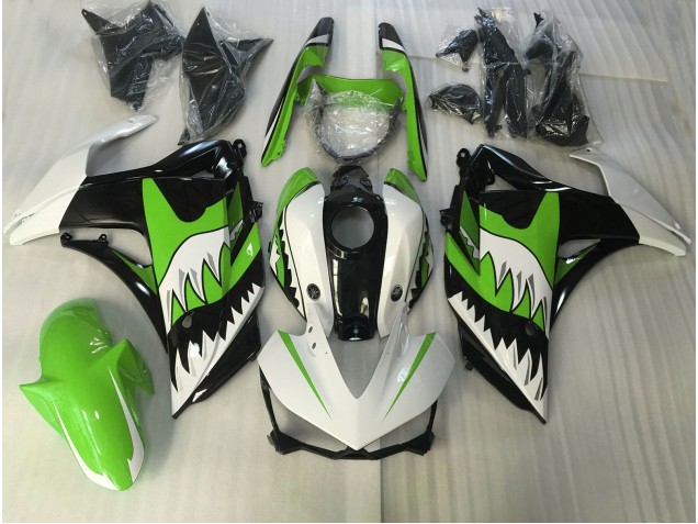 2015-2018 Lime Green and White Shark Yamaha R3 Motorcycle Fairing UK 2015-2018 Lime Green and White Shark Yamaha R3 Motorcycle Fairing UK