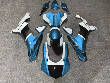2015-2019 Light Blue & Carbon Fiber Accents Yamaha R1 Motorcycle Fairing UK