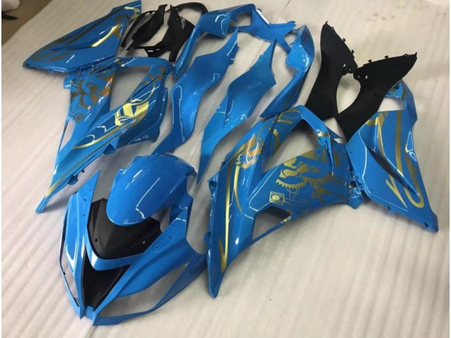 2016-2019 Gloss Blue with Gold Kawasaki ZX10R Motorcycle Fairing UK 2016-2019 Gloss Blue with Gold Kawasaki ZX10R Motorcycle Fairing UK