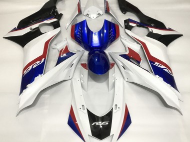 2017-2019 Gloss White and Deep Blue Yamaha R6 Motorcycle Fairing UK