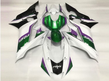2017-2019 Green and Gloss White Yamaha R6 Motorcycle Fairing UK