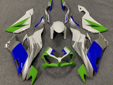 2019-2020 Gloss Green Blue and Silver Kawasaki ZX6R Motorcycle Fairing UK