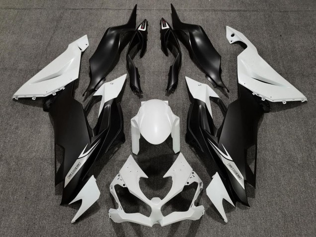 2019-2020 Matte Pearl White and Black Kawasaki ZX6R Motorcycle Fairing UK 2019-2020 Matte Pearl White and Black Kawasaki ZX6R Motorcycle Fairing UK